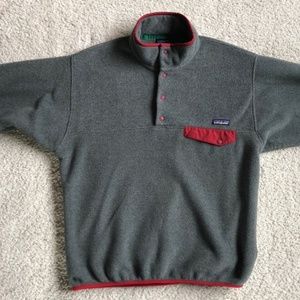 Patagonia Mens Snap T Fleece Pull Over Grey/Red